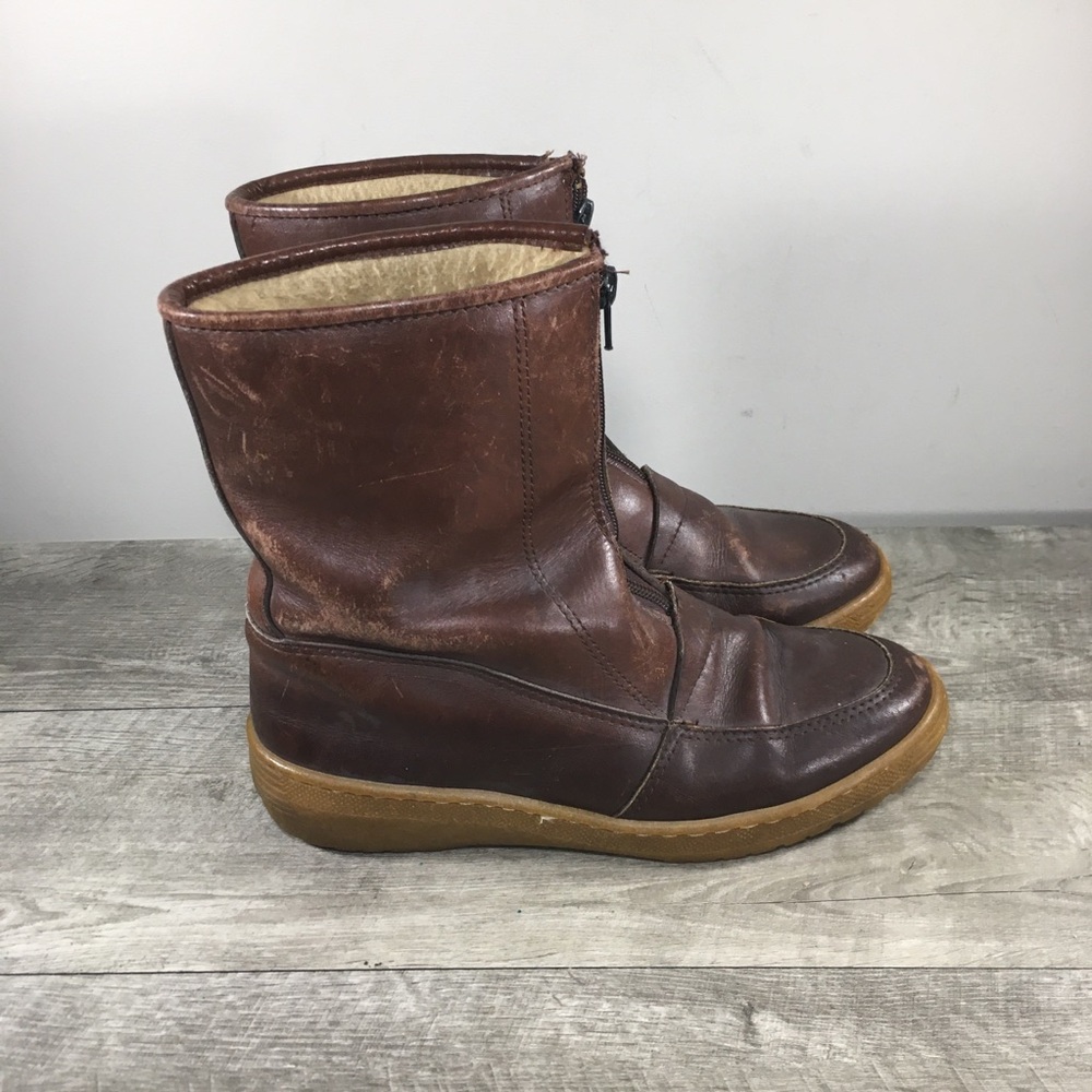 Vintage L.L. Bean Hiking Sherpa Floaters Duck Leather Men's Hunting Boots Size 8